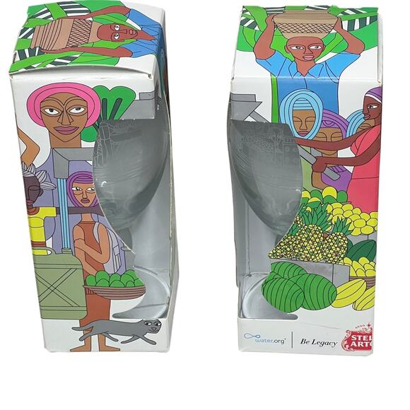 Stella Artois Uganda Set of 2 Chalice Glass Limited Edition Box Art 33cl New - Picture 2 of 8